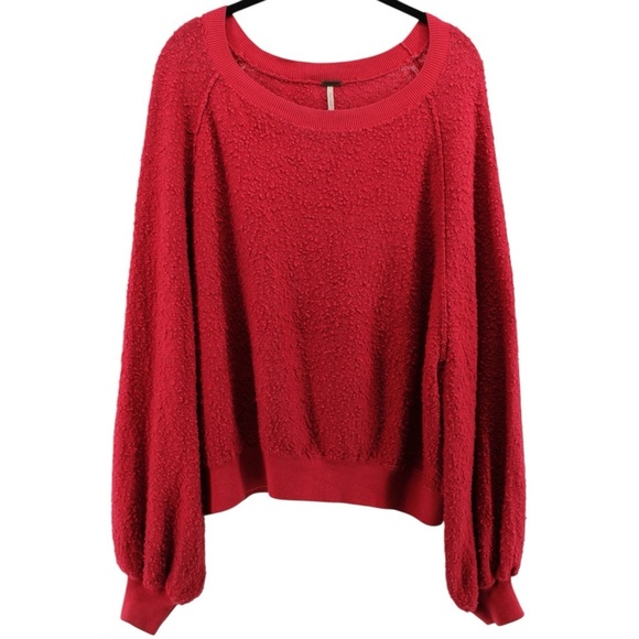 Free People Found my Friend Textured Sweatshirt Love Comfort Holiday Size S - Picture 3 of 9